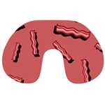 Funny Bacon Slices Pattern infidel vintage red meat background  Travel Neck Pillows Front