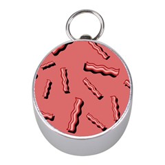 Funny Bacon Slices Pattern Infidel Vintage Red Meat Background  Mini Silver Compasses by genx