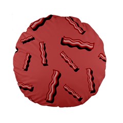 Funny Bacon Slices Pattern Infidel Vintage Red Meat Background  Standard 15  Premium Flano Round Cushions by genx