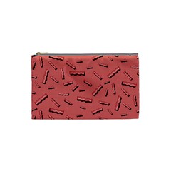 Funny Bacon Slices Pattern Infidel Vintage Red Meat Background  Cosmetic Bag (small) by genx