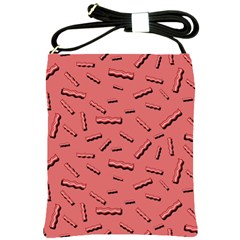 Funny Bacon Slices Pattern Infidel Vintage Red Meat Background  Shoulder Sling Bag by genx