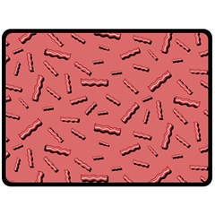 Funny Bacon Slices Pattern Infidel Vintage Red Meat Background  Double Sided Fleece Blanket (large)  by genx