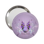 Happy Easter, Easter Egg With Flowers In Soft Violet Colors 2.25  Handbag Mirrors Front