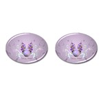 Happy Easter, Easter Egg With Flowers In Soft Violet Colors Cufflinks (Oval) Front(Pair)