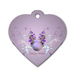 Happy Easter, Easter Egg With Flowers In Soft Violet Colors Dog Tag Heart (Two Sides) Front