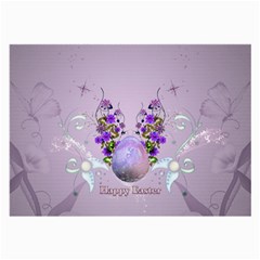 Happy Easter, Easter Egg With Flowers In Soft Violet Colors Large Glasses Cloth (2-side) by FantasyWorld7