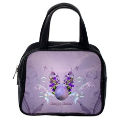 Happy Easter, Easter Egg With Flowers In Soft Violet Colors Classic Handbag (one Side) by FantasyWorld7