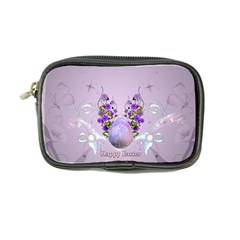 Happy Easter, Easter Egg With Flowers In Soft Violet Colors Coin Purse by FantasyWorld7