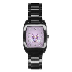 Happy Easter, Easter Egg With Flowers In Soft Violet Colors Stainless Steel Barrel Watch by FantasyWorld7