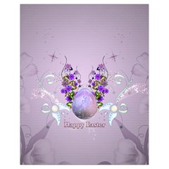 Happy Easter, Easter Egg With Flowers In Soft Violet Colors Drawstring Bag (small) by FantasyWorld7