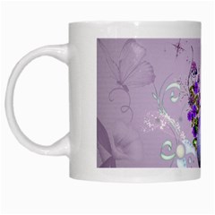 Happy Easter, Easter Egg With Flowers In Soft Violet Colors White Mugs by FantasyWorld7