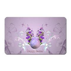 Happy Easter, Easter Egg With Flowers In Soft Violet Colors Magnet (rectangular) by FantasyWorld7