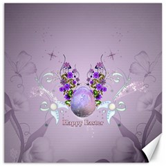 Happy Easter, Easter Egg With Flowers In Soft Violet Colors Canvas 12  X 12  by FantasyWorld7