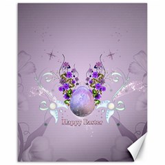 Happy Easter, Easter Egg With Flowers In Soft Violet Colors Canvas 16  X 20  by FantasyWorld7