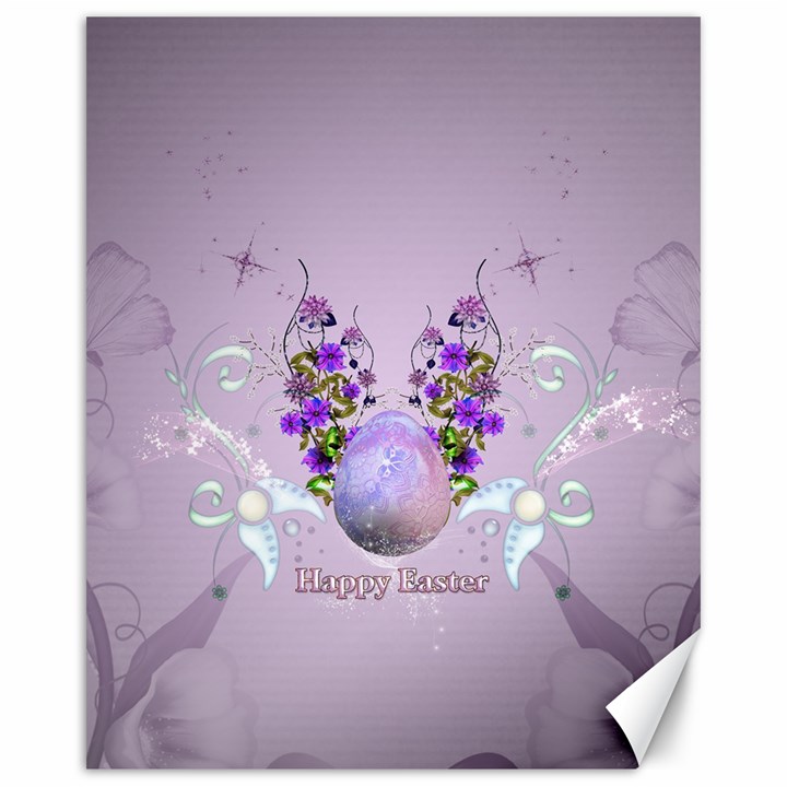 Happy Easter, Easter Egg With Flowers In Soft Violet Colors Canvas 16  x 20 