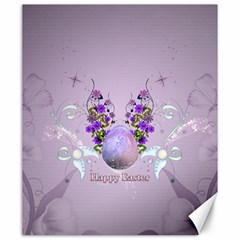 Happy Easter, Easter Egg With Flowers In Soft Violet Colors Canvas 20  X 24  by FantasyWorld7