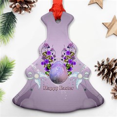 Happy Easter, Easter Egg With Flowers In Soft Violet Colors Ornament (christmas Tree)  by FantasyWorld7