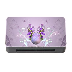 Happy Easter, Easter Egg With Flowers In Soft Violet Colors Memory Card Reader With Cf by FantasyWorld7