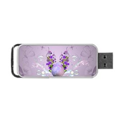 Happy Easter, Easter Egg With Flowers In Soft Violet Colors Portable Usb Flash (two Sides) by FantasyWorld7