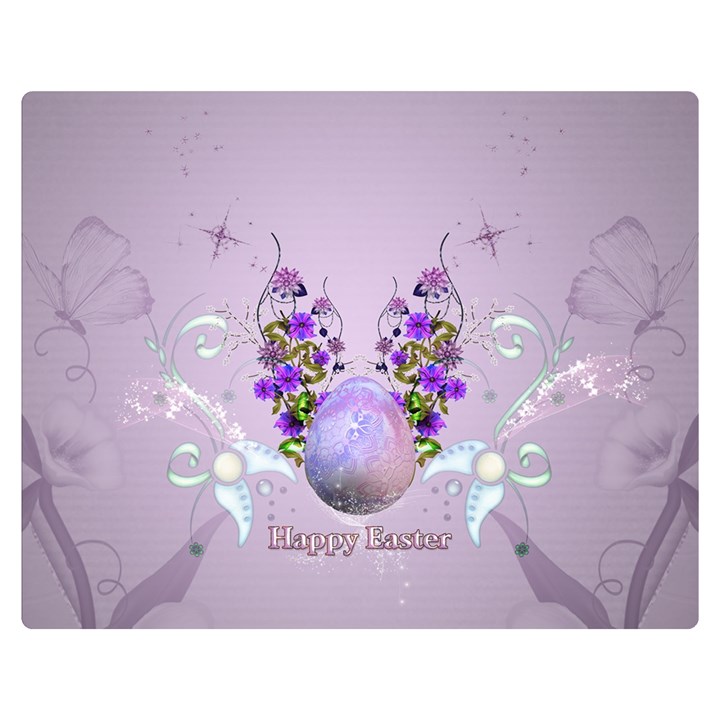 Happy Easter, Easter Egg With Flowers In Soft Violet Colors Double Sided Flano Blanket (Medium) 