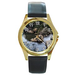 Garden of the Phoenix Round Gold Metal Watch