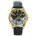 Garden of the Phoenix Round Gold Metal Watch Front