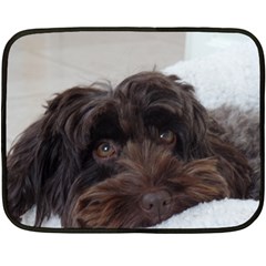 Laying In Dog Bed Double Sided Fleece Blanket (mini)  by pauchesstore