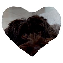 Laying In Dog Bed Large 19  Premium Heart Shape Cushions by pauchesstore