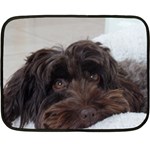 Laying In Dog Bed Fleece Blanket (Mini) 35 x27  Blanket