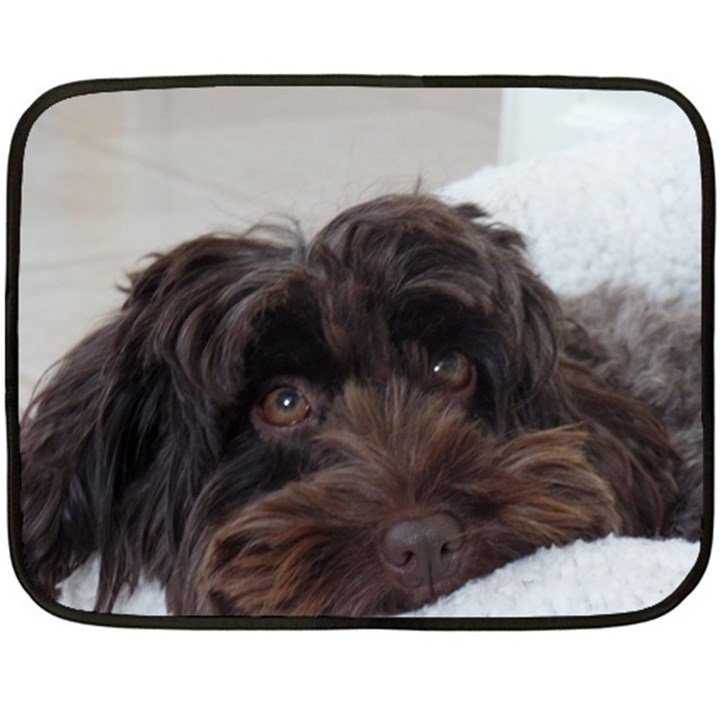 Laying In Dog Bed Fleece Blanket (Mini)