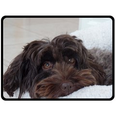 Laying In Dog Bed Fleece Blanket (large)  by pauchesstore