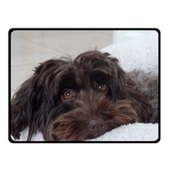 Laying In Dog Bed Double Sided Fleece Blanket (small)  by pauchesstore