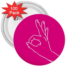 A-ok Perfect Handsign Maga Pro-trump Patriot On Pink Background 3  Buttons (100 Pack)  by snek