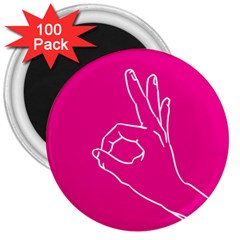 A-ok Perfect Handsign Maga Pro-trump Patriot On Pink Background 3  Magnets (100 Pack) by snek