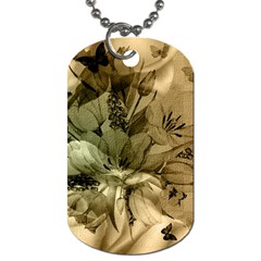 Wonderful Floral Design With Butterflies Dog Tag (one Side) by FantasyWorld7