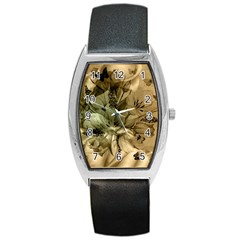 Wonderful Floral Design With Butterflies Barrel Style Metal Watch by FantasyWorld7