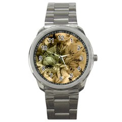 Wonderful Floral Design With Butterflies Sport Metal Watch by FantasyWorld7