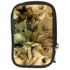 Wonderful Floral Design With Butterflies Compact Camera Leather Case by FantasyWorld7