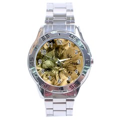 Wonderful Floral Design With Butterflies Stainless Steel Analogue Watch by FantasyWorld7