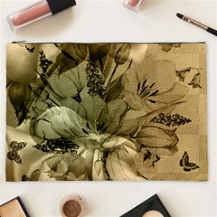 Wonderful Floral Design With Butterflies Cosmetic Bag (xxl) by FantasyWorld7