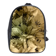 Wonderful Floral Design With Butterflies School Bag (xl) by FantasyWorld7