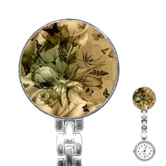 Wonderful Floral Design With Butterflies Stainless Steel Nurses Watch by FantasyWorld7