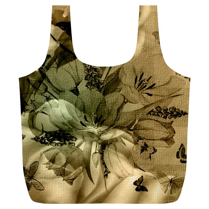 Wonderful Floral Design With Butterflies Full Print Recycle Bag (XL)