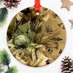 Wonderful Floral Design With Butterflies Ornament (round) by FantasyWorld7