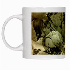 Wonderful Floral Design With Butterflies White Mugs by FantasyWorld7