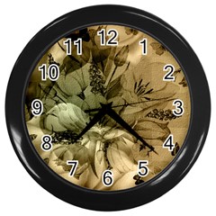 Wonderful Floral Design With Butterflies Wall Clock (black) by FantasyWorld7