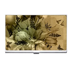 Wonderful Floral Design With Butterflies Business Card Holder by FantasyWorld7