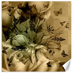 Wonderful Floral Design With Butterflies Canvas 16  X 16  by FantasyWorld7