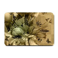 Wonderful Floral Design With Butterflies Small Doormat  by FantasyWorld7