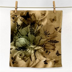 Wonderful Floral Design With Butterflies Face Towel by FantasyWorld7